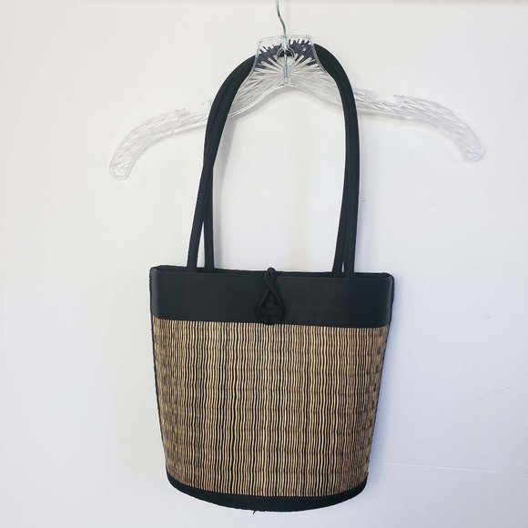 Baskets Of Cambodia Handbags - Baskets Of Cambodia Women's Reed Hard Bottom Zip Close Tote Purse Shoulder Bag